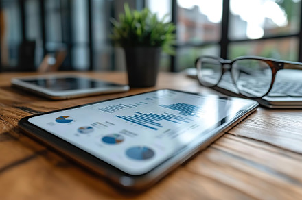 Smartphone screen with price graphs and candlestick charts, cryp, a Technology Photo by AlyaAnd