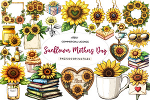 Sunflower Mothers Day Clipart Bundle, an Illustration by CreationArt