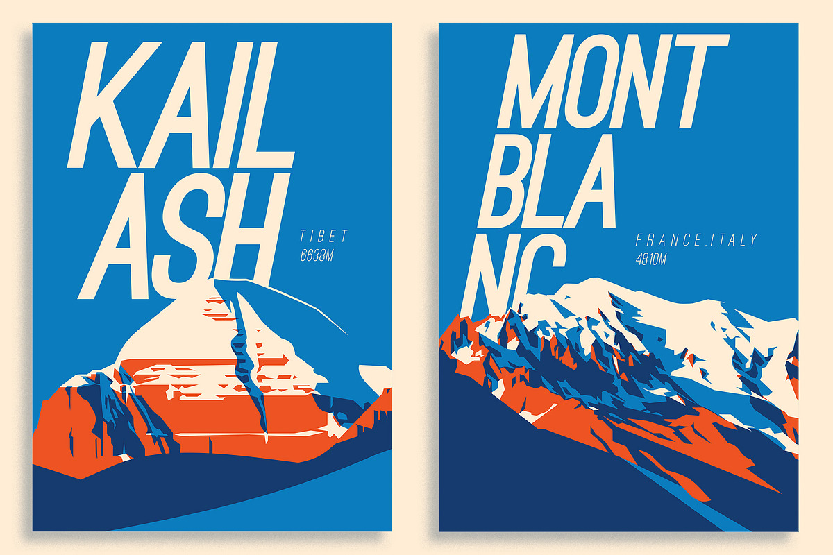 12 Higest Mountains Posters, an Illustration by Alexander Baidin (Photo 3 of 10)