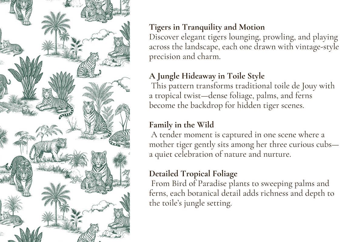 Tiger Toile de Jouy Seamless Pattern, a Pattern Graphic by Hughes Studio (Photo 3 of 8)