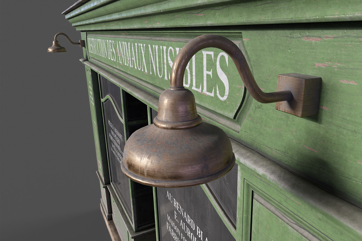 Parisian green vintage storefront, an Architecture 3D Model by happy brush (Photo 7 of 13)