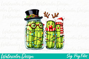 Funny Christmas Pickle Png, an Illustration by Watercolor design (Thumbnail 1 of 3)