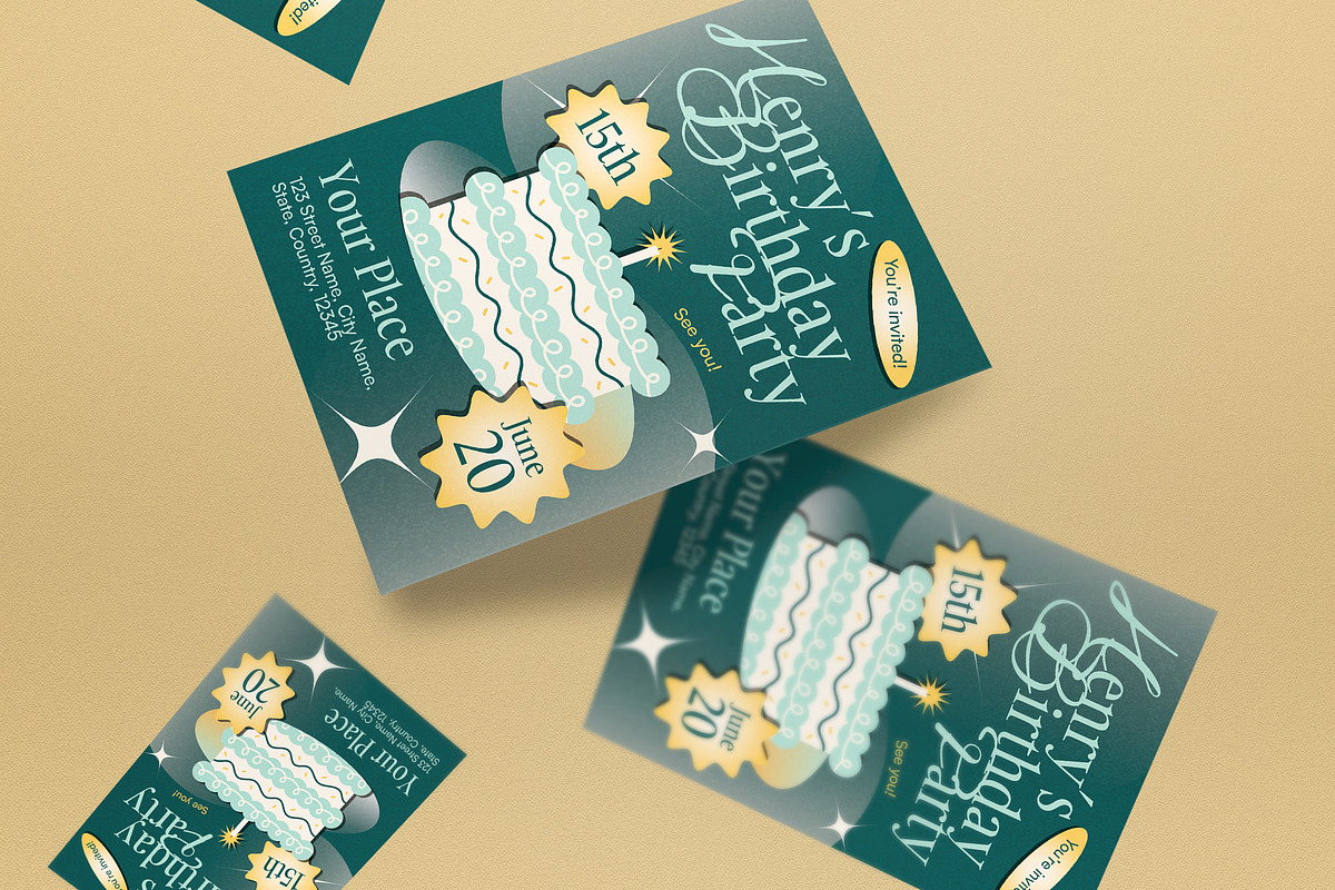 Modern Teen Birthday Invitation, an Invitation Template by graphicook (Photo 3 of 3)