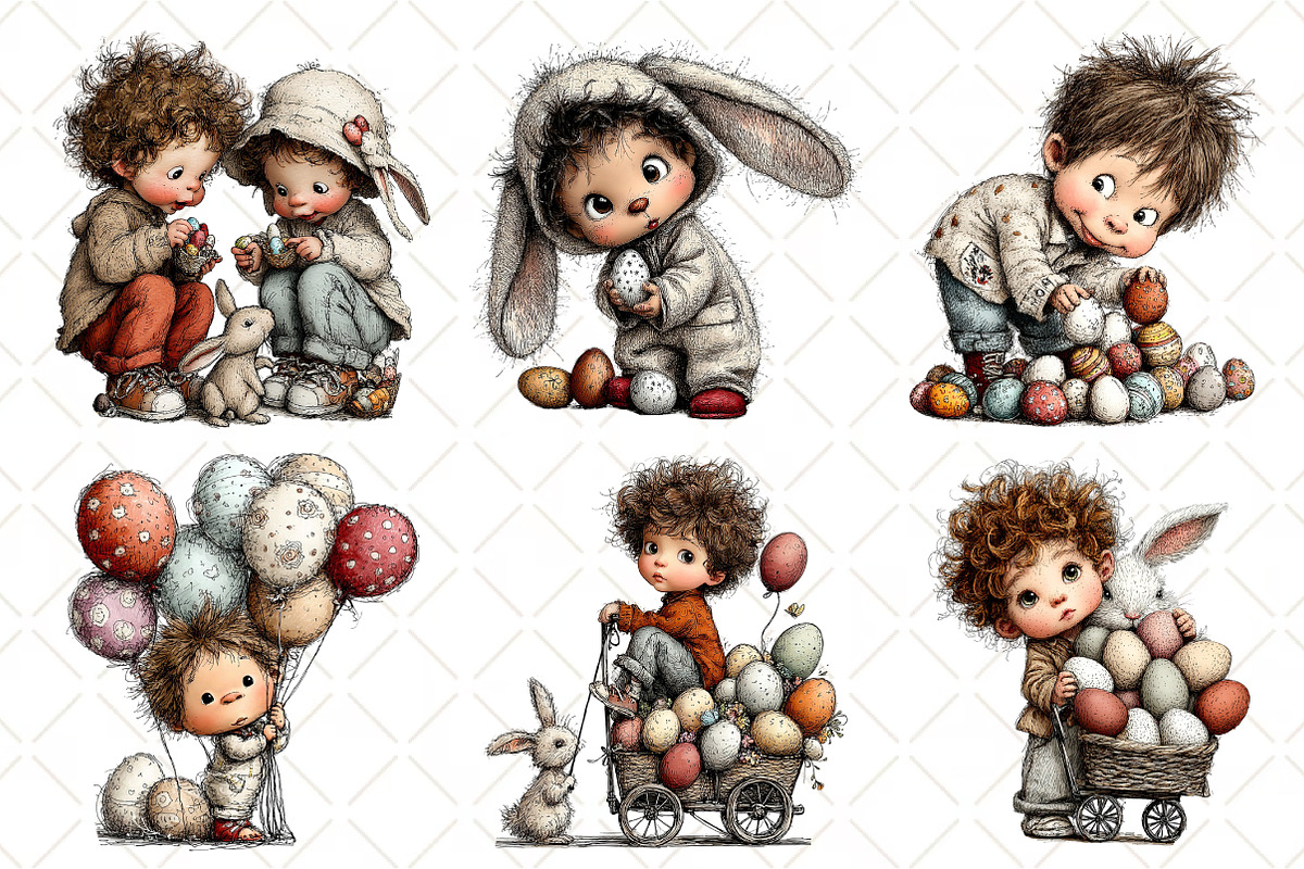 Whimsical Easter Boy Clipart, an Illustration by Black Bird Studio (Photo 4 of 6)