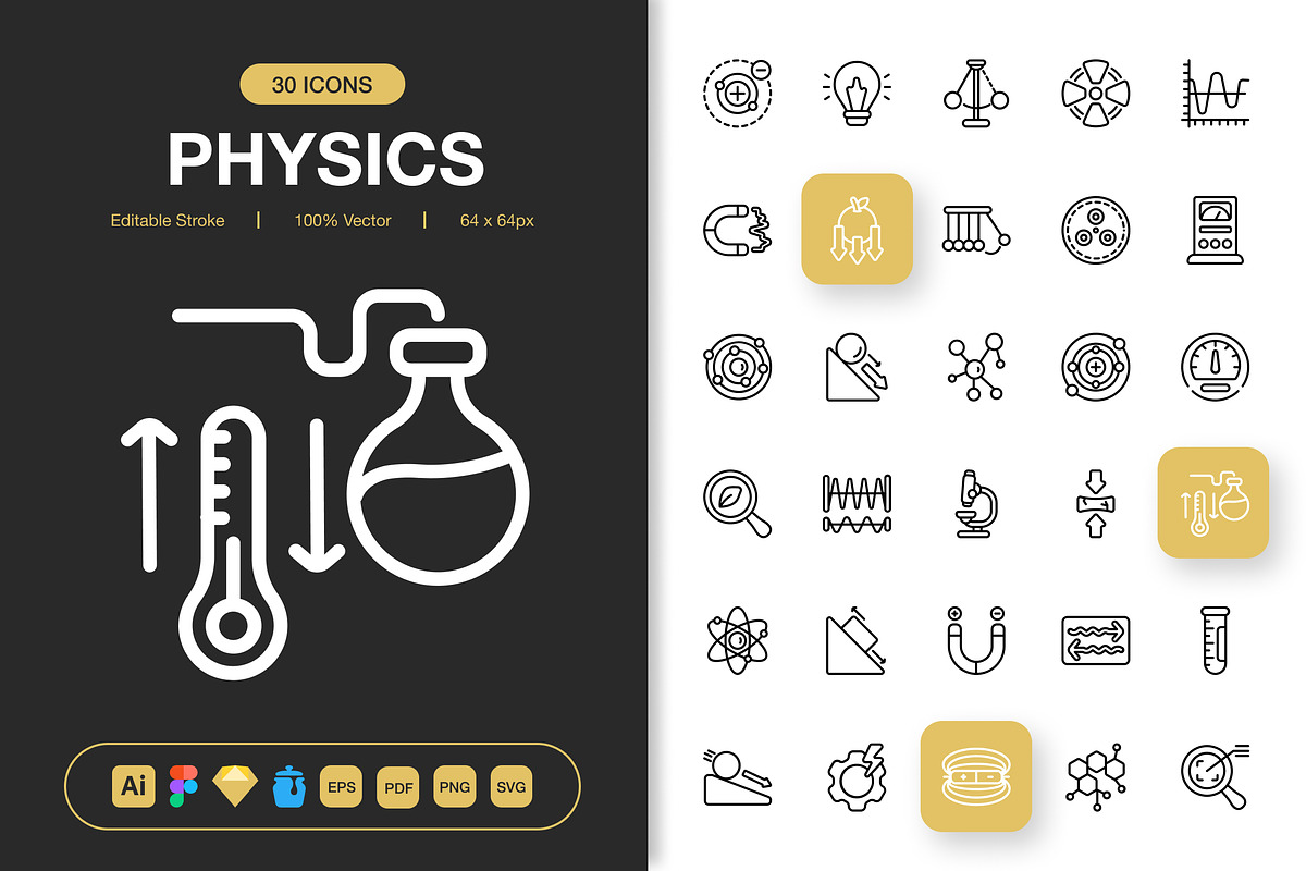 Physics Icons, an Outline Icon by Spacepixel Creative