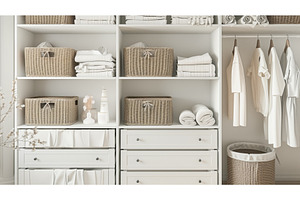 A neatly organized wardrobe with, an Abstract Photo by Sergey Kotenev
