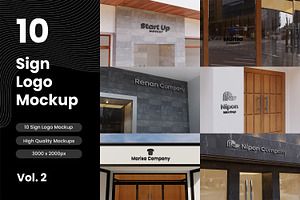 Realistic 3D Sign Logo Mockup