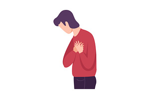 Lonely and Sad Young Man Keeping, a Person Illustration by TopVectors