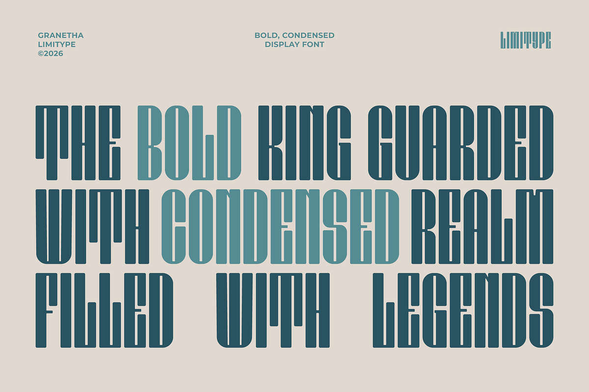 Granetha - Bold Condensed Font, a Sans Serif Font by limitype (Photo 2 of 12)