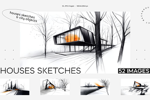 Houses Sketches JPG Collection, an Architecture Photo by Lumeno