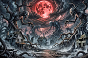 Dark Fantasy Horror Landscapes, a Seasonal Illustration by StockVerse Creative (Thumbnail 4 of 4)
