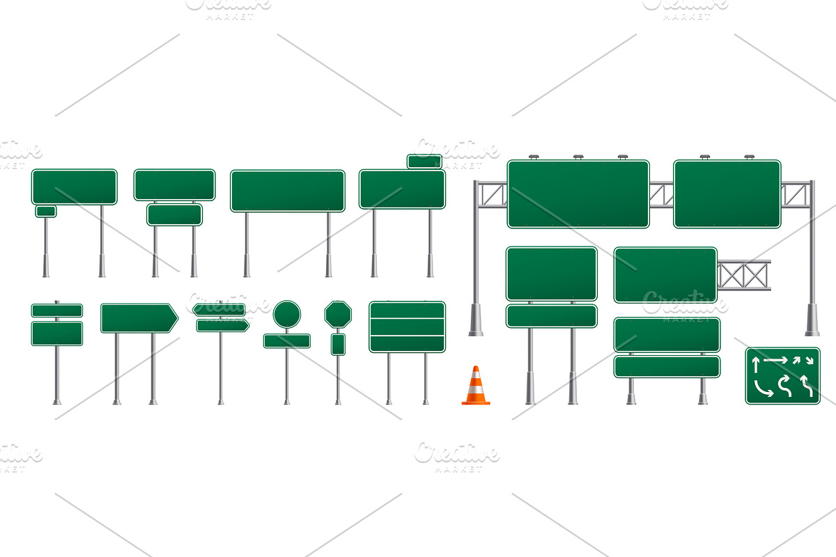 Traffic street road green signs, a Transportation Illustration by Vector Tradition