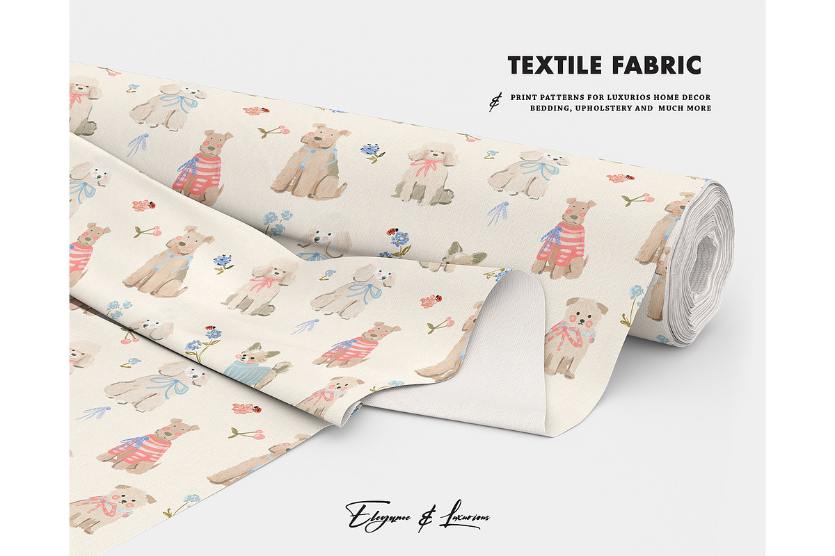 Neutral Dogs floral pattern Nursery, a Pattern Graphic by Milatoo (Photo 4 of 4)