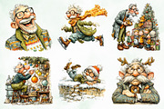 Retro Christmas Grandpa Clipart, an Illustration by Creative Art (Thumbnail 5 of 7)