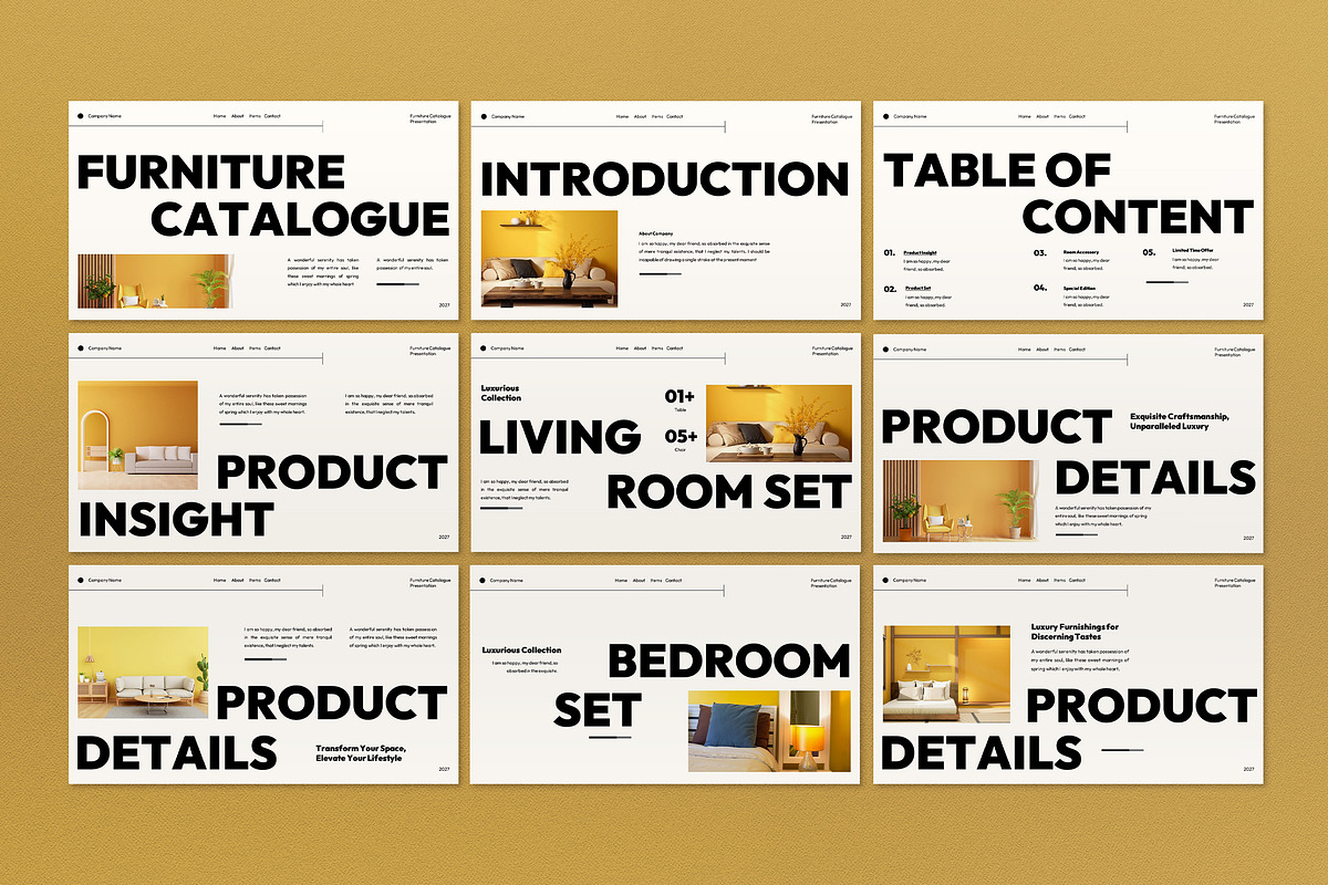 Furniture Catalogue Google Slide, a Presentation Template by graphicook (Photo 3 of 4)