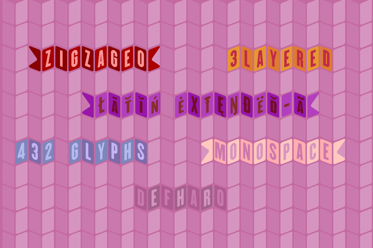 Zigzageo -3 fonts-, a Sans Serif Font by deFharo (Photo 2 of 5)