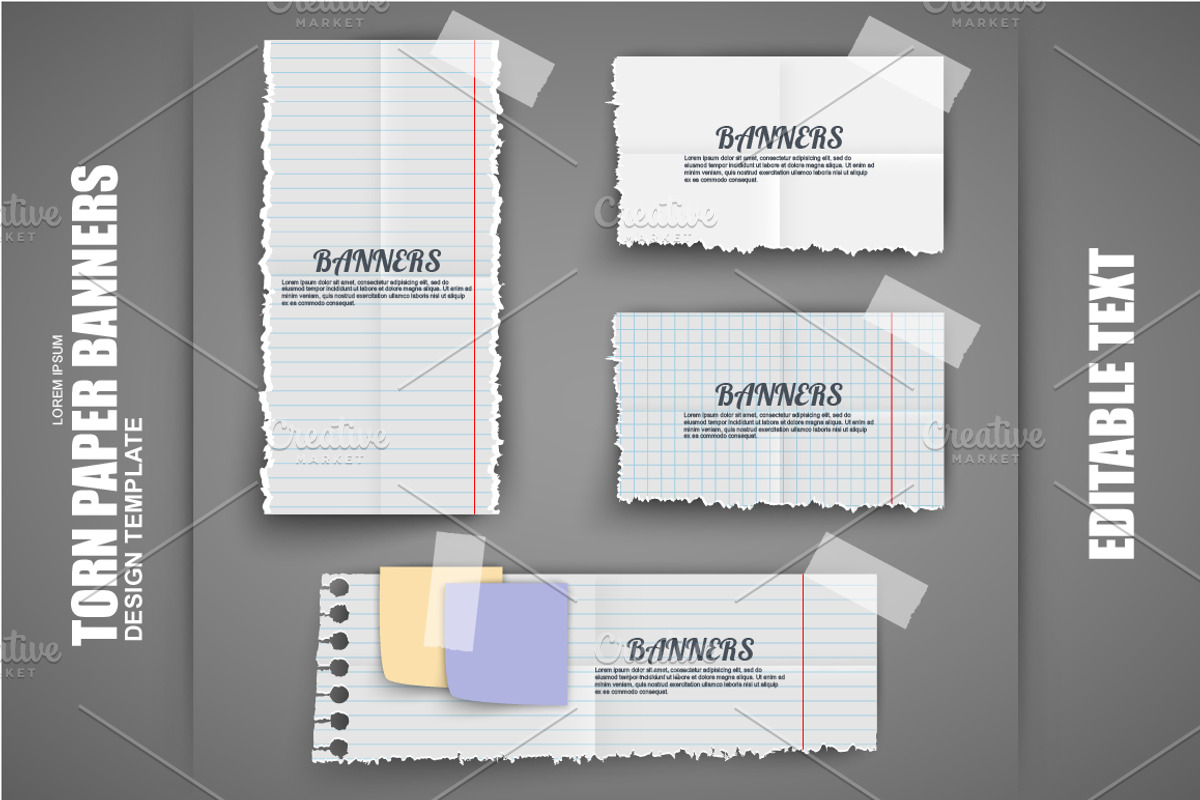 Realistic Torn Paper Banners, an Object Graphic by alexdndz