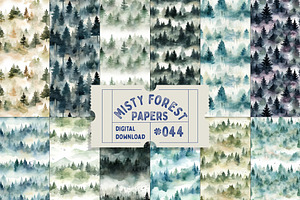 Misty Forest Seamless Patterns, a Pattern Graphic by Natural Planners