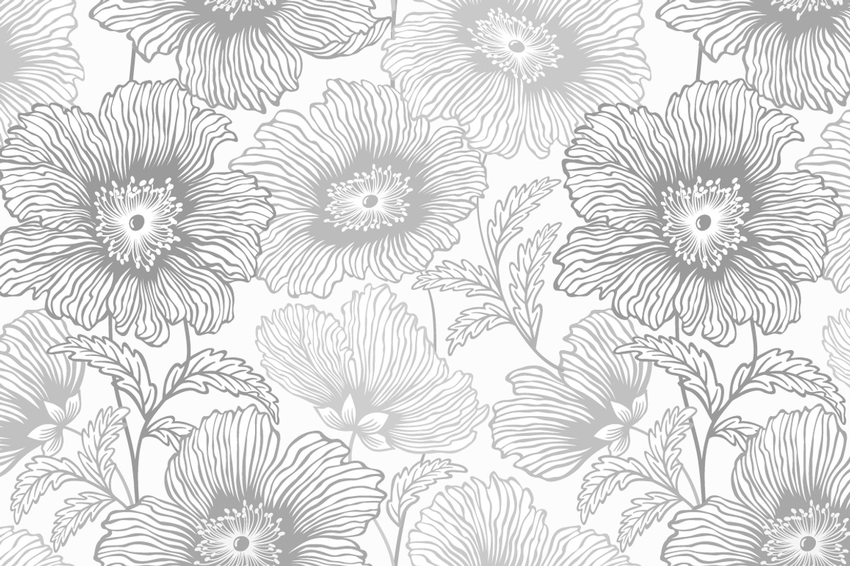 set of seamless monochrome flowers preview 2