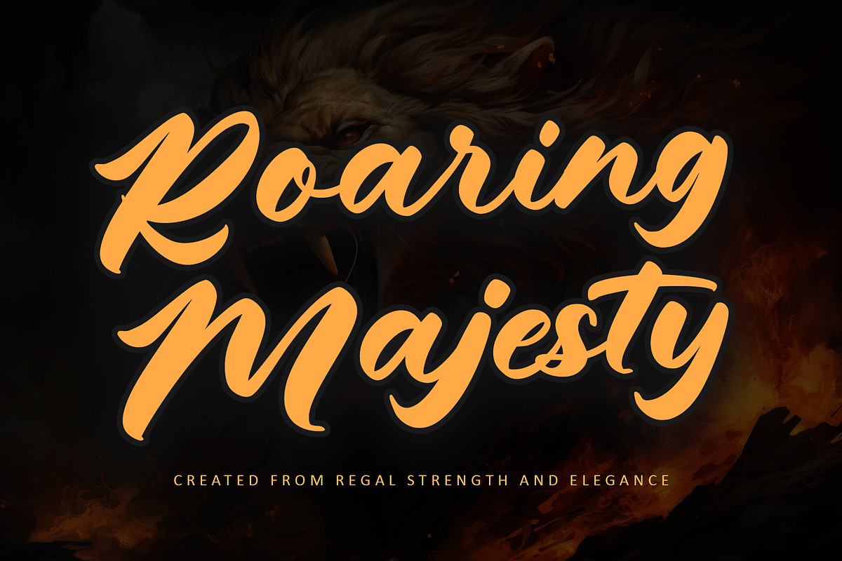 Roaring Majesty, a Script Font by Letterara (Photo 1 of 11)