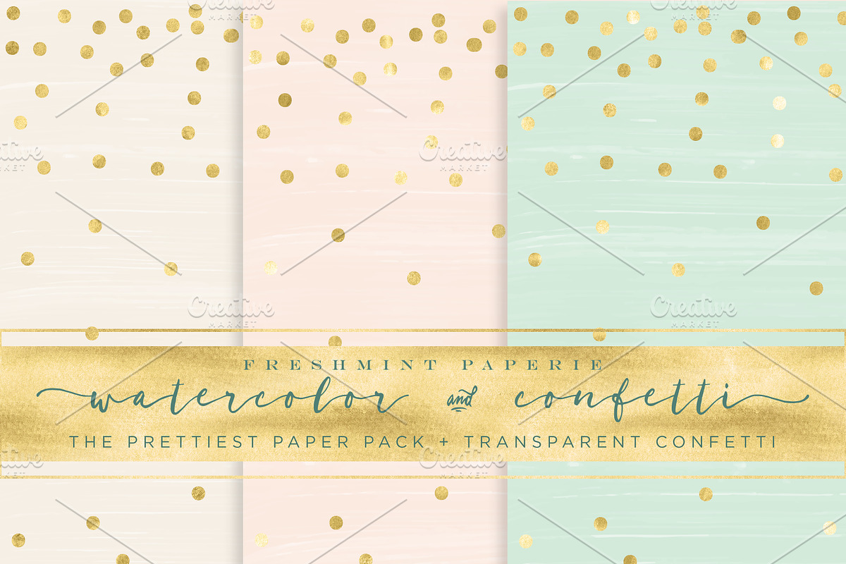 watercolor gold confetti paper pack, a Graphic by Freshmint Paperie (Photo 2 of 3)