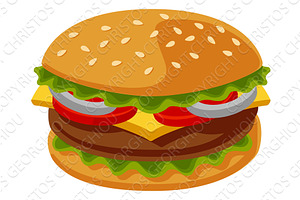 Cheeseburger Burger Food, a Food Illustration by Christos Georghiou