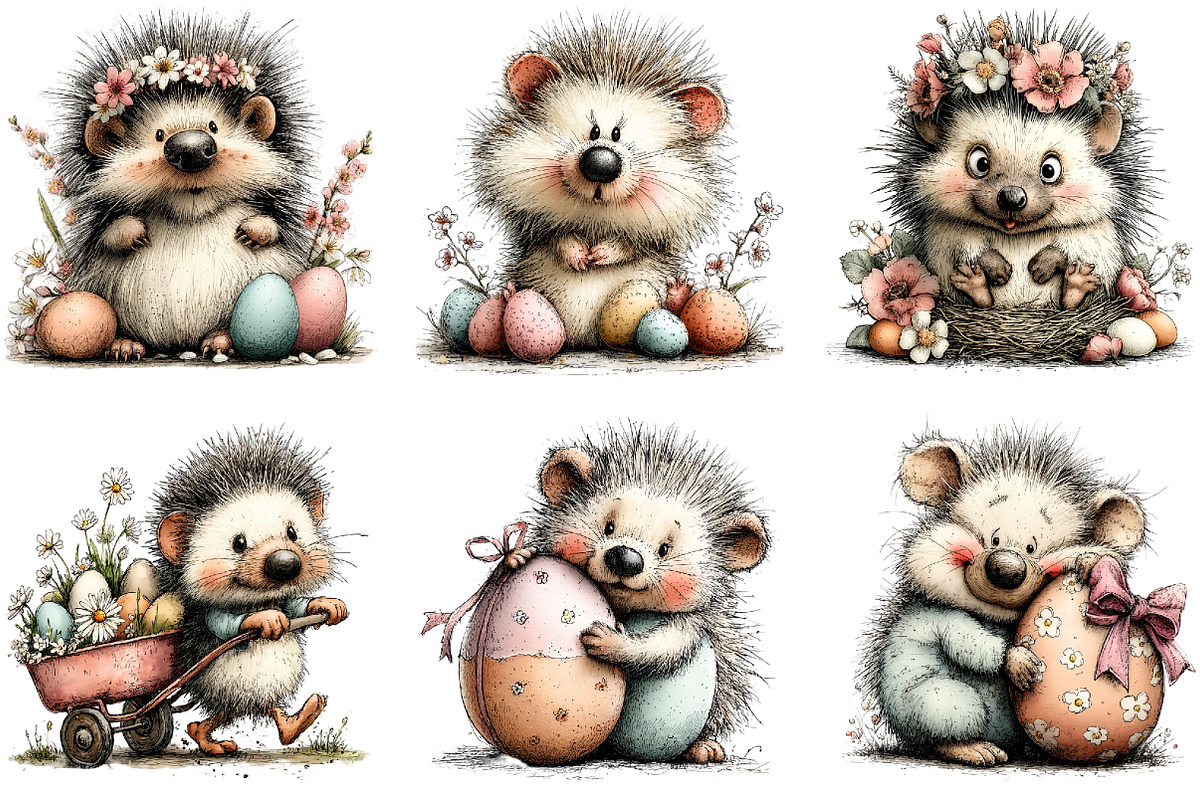 Whimsical Easter Hedgehog Clipart, an Illustration by Sublimation Artist (Photo 4 of 7)