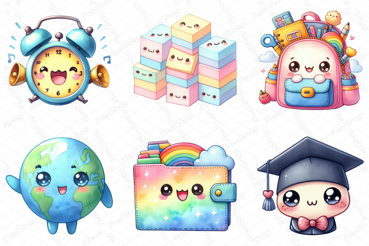 Kawaii Back to School Clipart, an Illustration by DreamPrint404 (Photo 3 of 6)