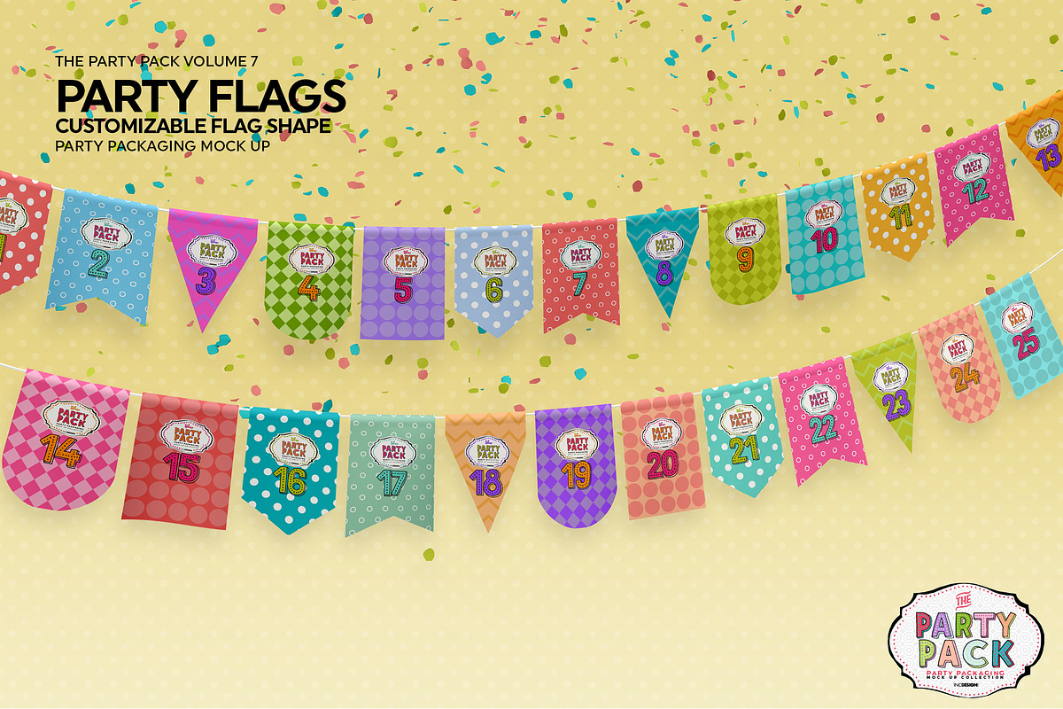 Party Flags CustomizableShape Mockup, a Packaging Mockup by INCDesign (Photo 5 of 7)