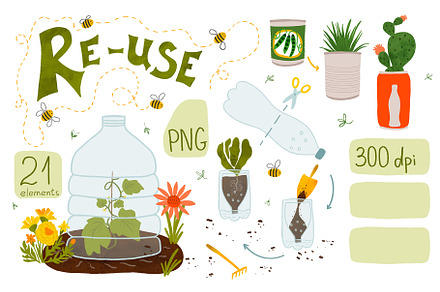 Zero waste Reuse plastic bottle set