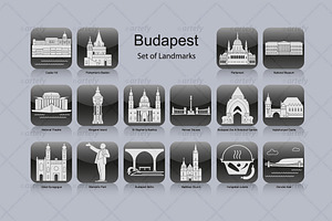 Budapest landmark icons (16x)