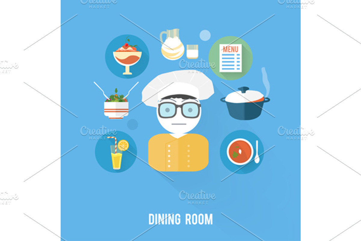 Kitchen concept with item icons