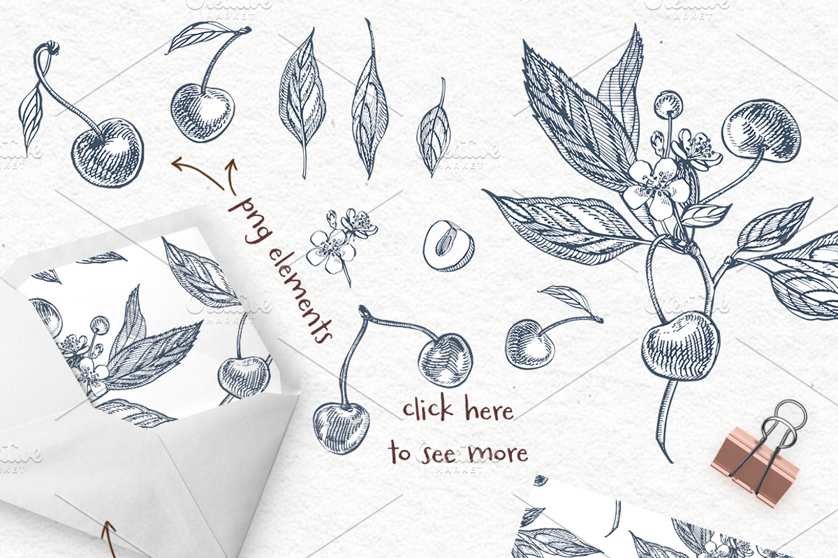 Cherry Graphic & Watercolor clipart, a Food Illustration by Ann Astro (Photo 5 of 5)