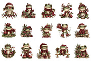 Cute Cartoon Christmas Frogs Clipart, an Illustration by designcity5 (Thumbnail 3 of 5)