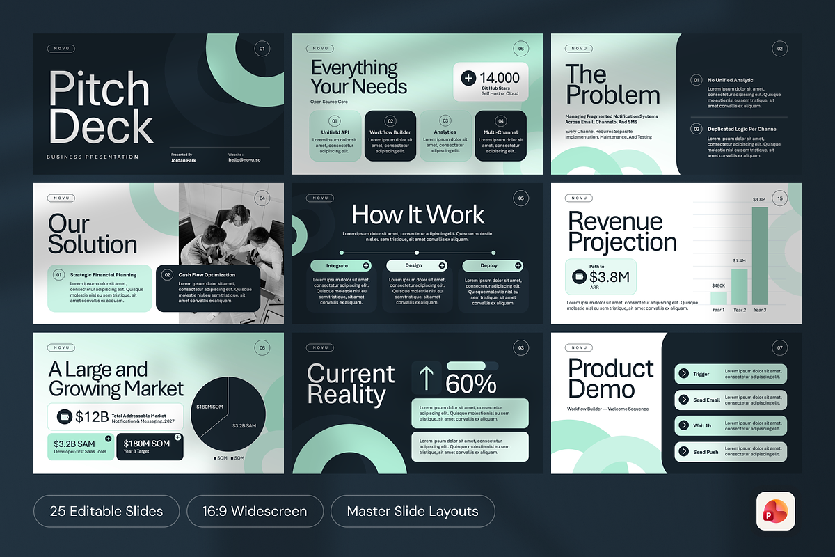 Novu Creative Pitch Deck PowerPoint, a Presentation Template by PaperSlides (Photo 2 of 4)