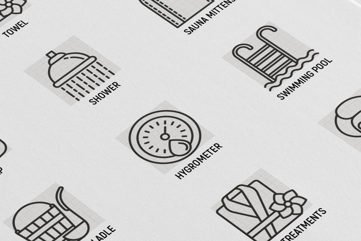 Spa and Sauna | 16 Thin Line Icons, an Outline Icon by Alex Blogoodf (Photo 8 of 11)