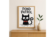 Pond Patrol Cat Funny Black Cat, a Background Graphic by LaseredNinja (Thumbnail 2 of 7)