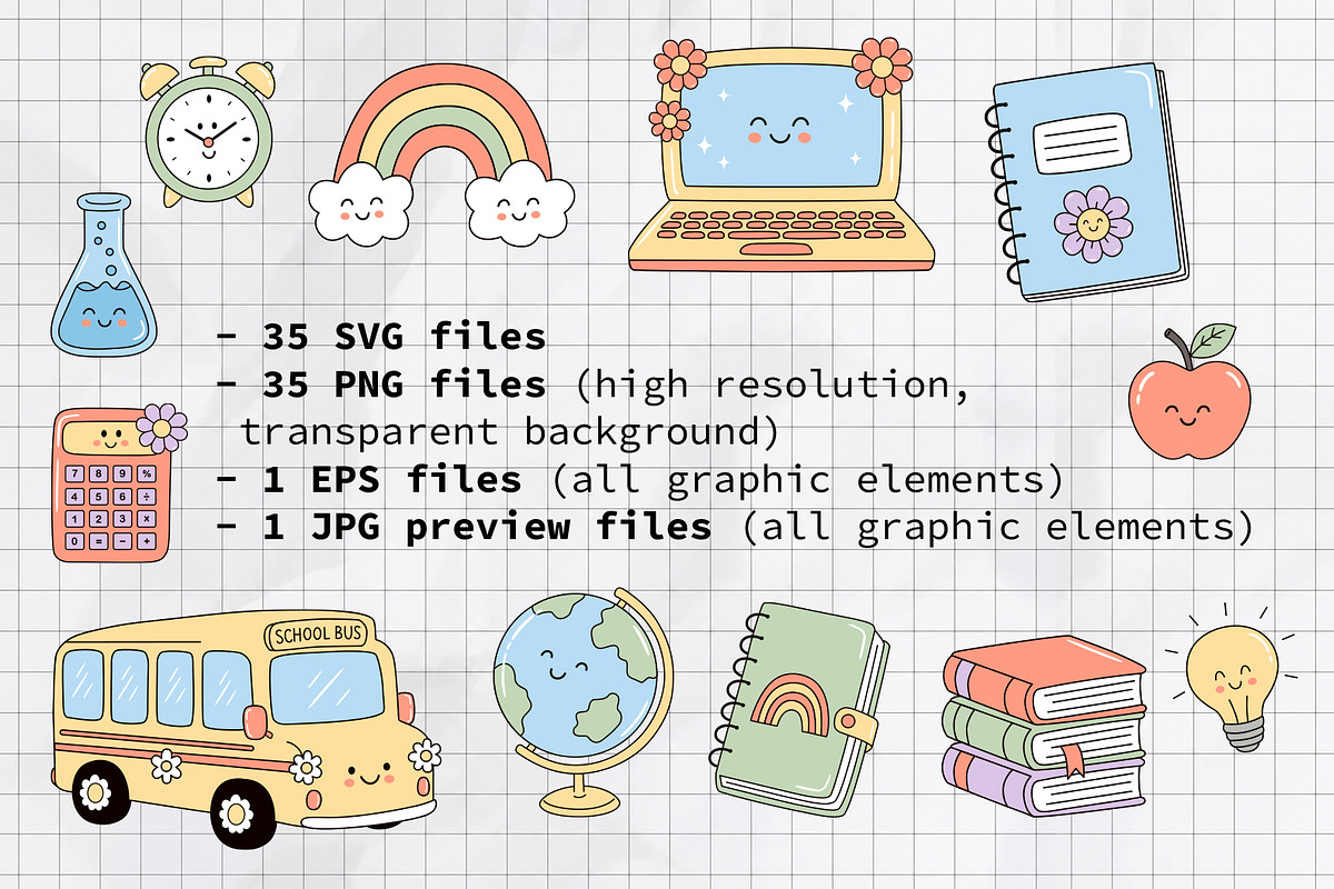 Back to School Vector Clipart Pack, an Education Illustration by NataKa (Photo 4 of 4)