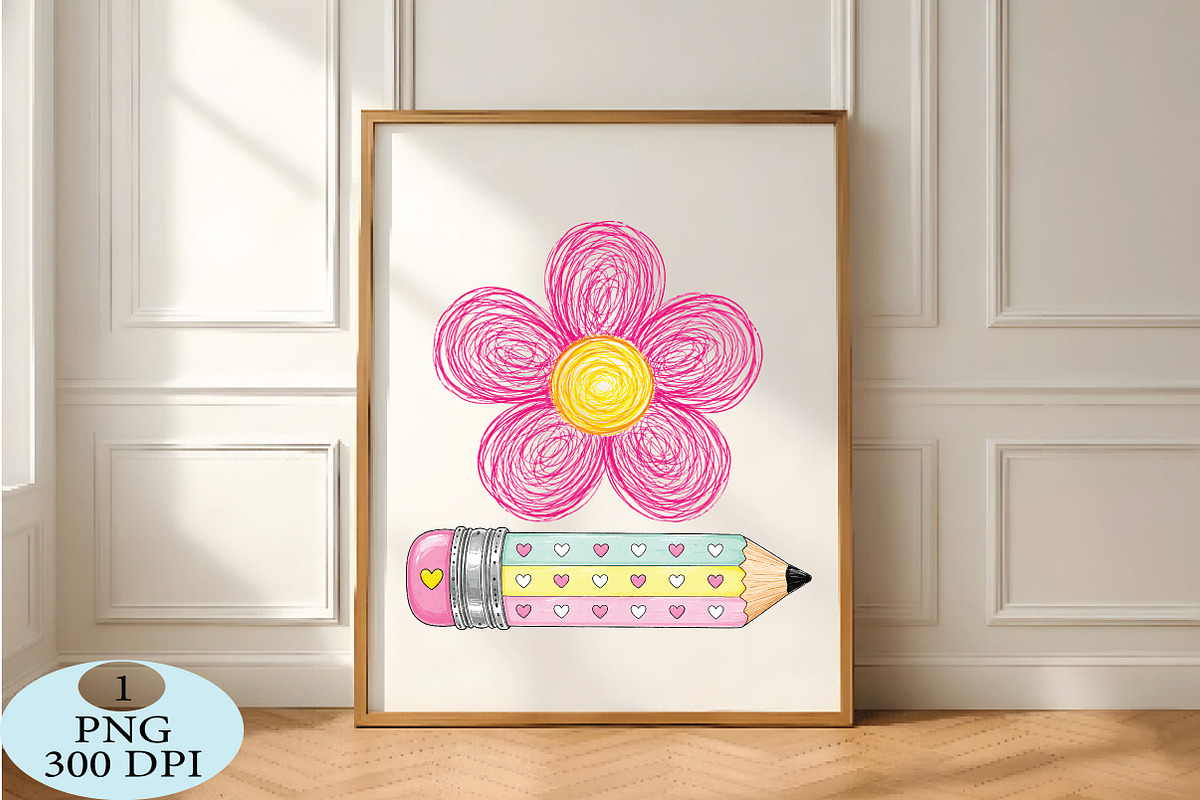 Doodle Flower & Heart Pencil PNG, a Seasonal Illustration by Daily.Designs (Photo 5 of 5)