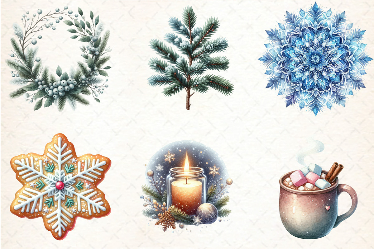 Snowflakes and Winter Scenes Clipart, an Illustration by DreamCafeArt (Photo 4 of 8)