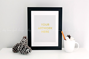 Christmas Holiday Black Frame Mockup