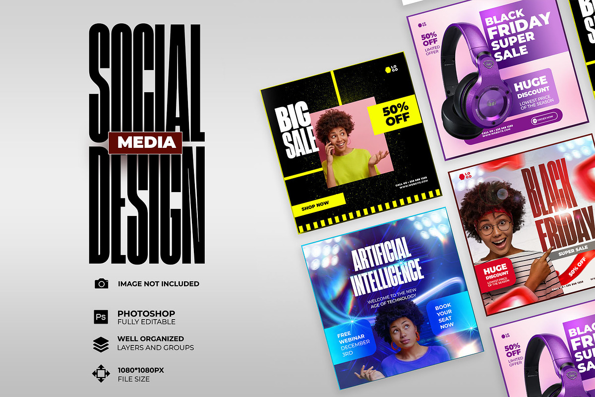 5 creative social media post design, a Social Media Template by graphic bakers (Photo 1 of 5)