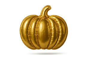 Pumpkin balloon in gold color isolat, an Illustration by Dvoevnore photos