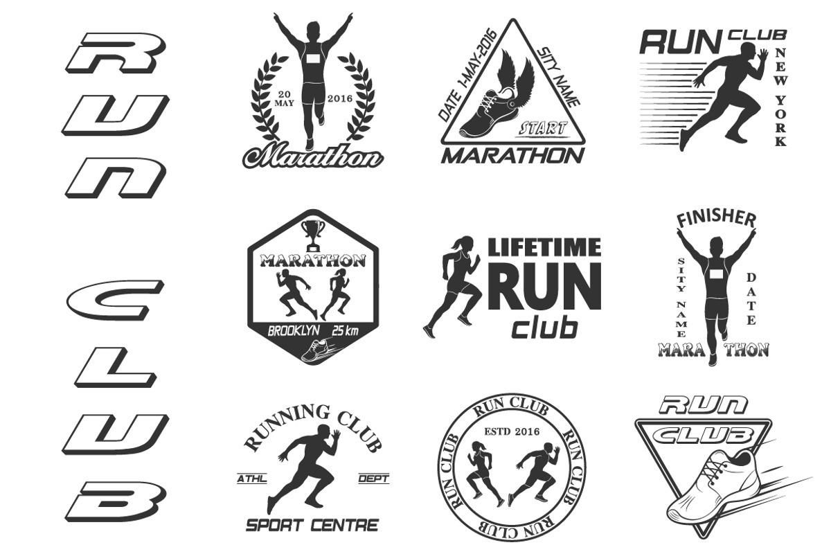 Set of vintage run club labels, a Graphic by Tomass2015