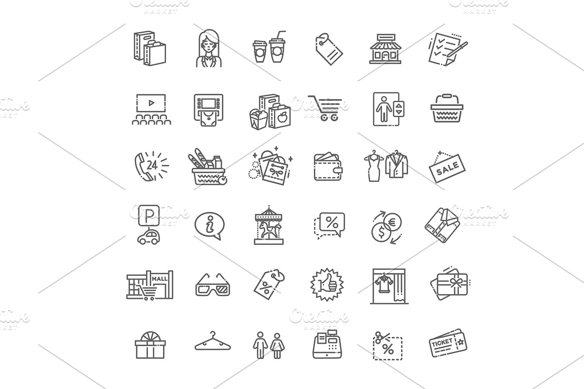 Market Shopping mall icons, an Object Illustration by Tettygreen