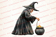 Halloween Witch Clipart, an Illustration by DreamCafeArt (Thumbnail 6 of 6)