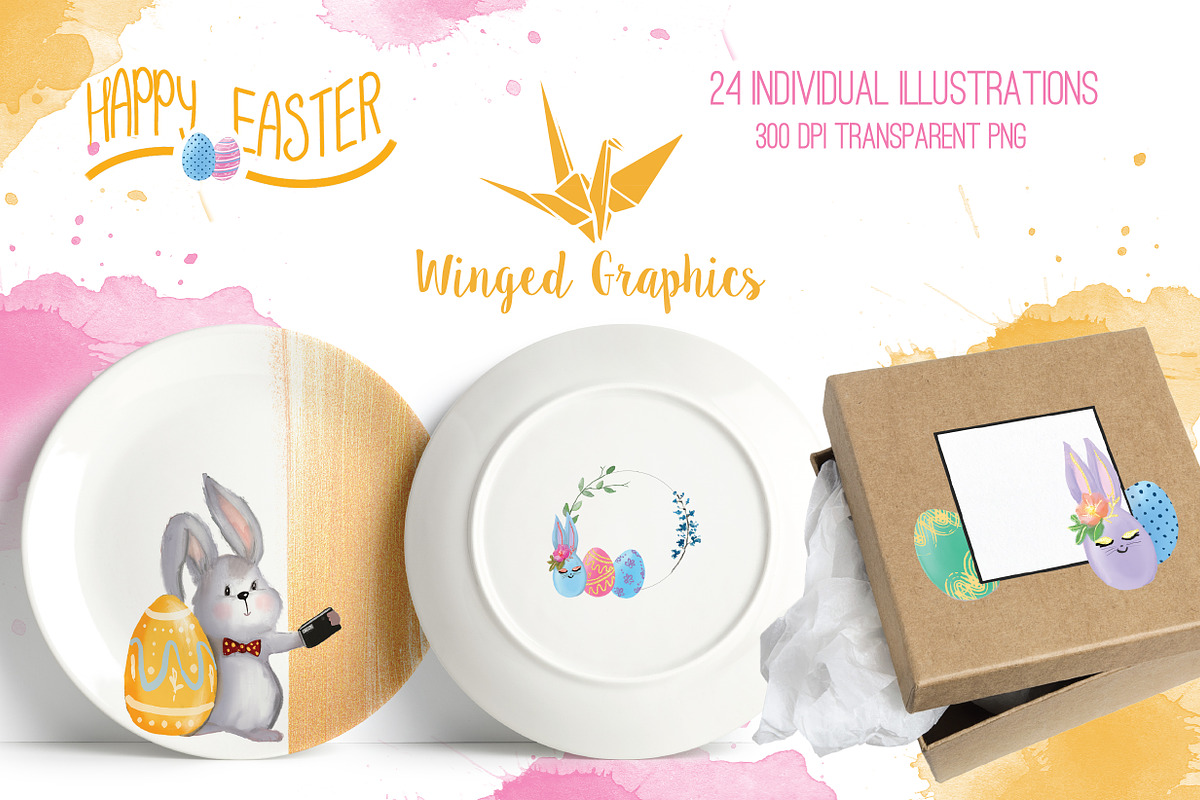 Easter Bunnies illustrations, a Seasonal Illustration by Winged Graphics (Photo 4 of 4)