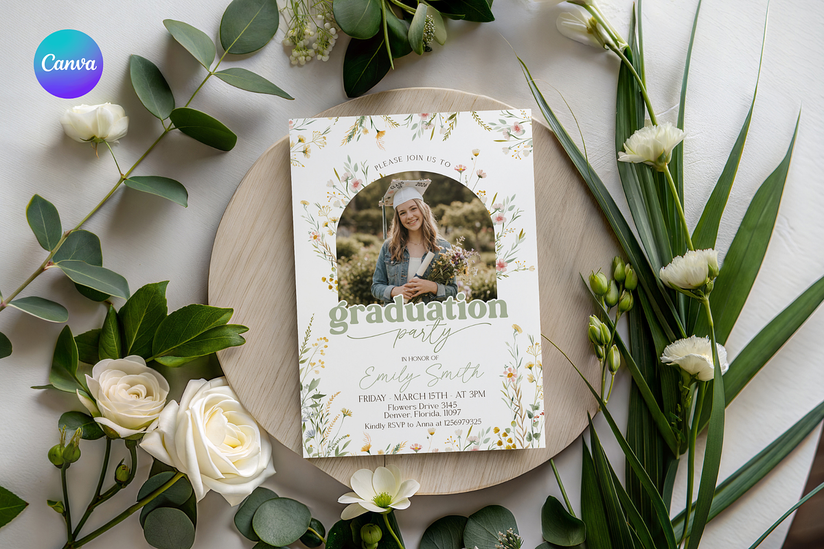 Whimsical Wildflower Graduation, an Invitation Template by MockupWizard (Photo 1 of 3)
