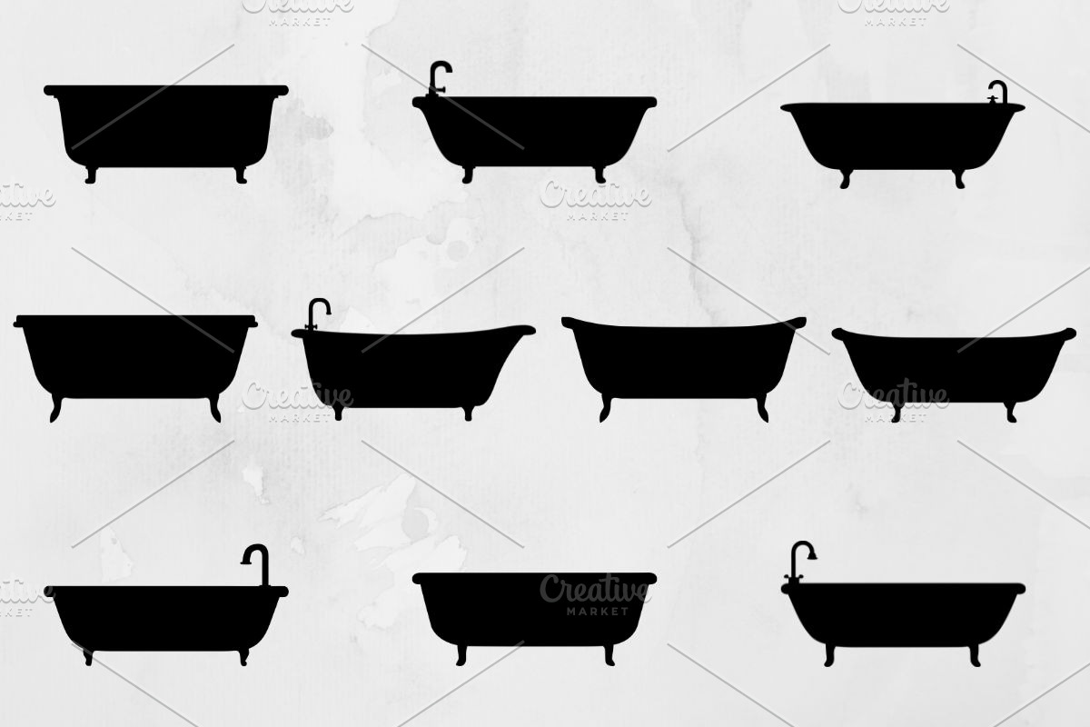 Bathtub Silhouette SVG, an Object Illustration by newminddesign (Photo 1 of 3)