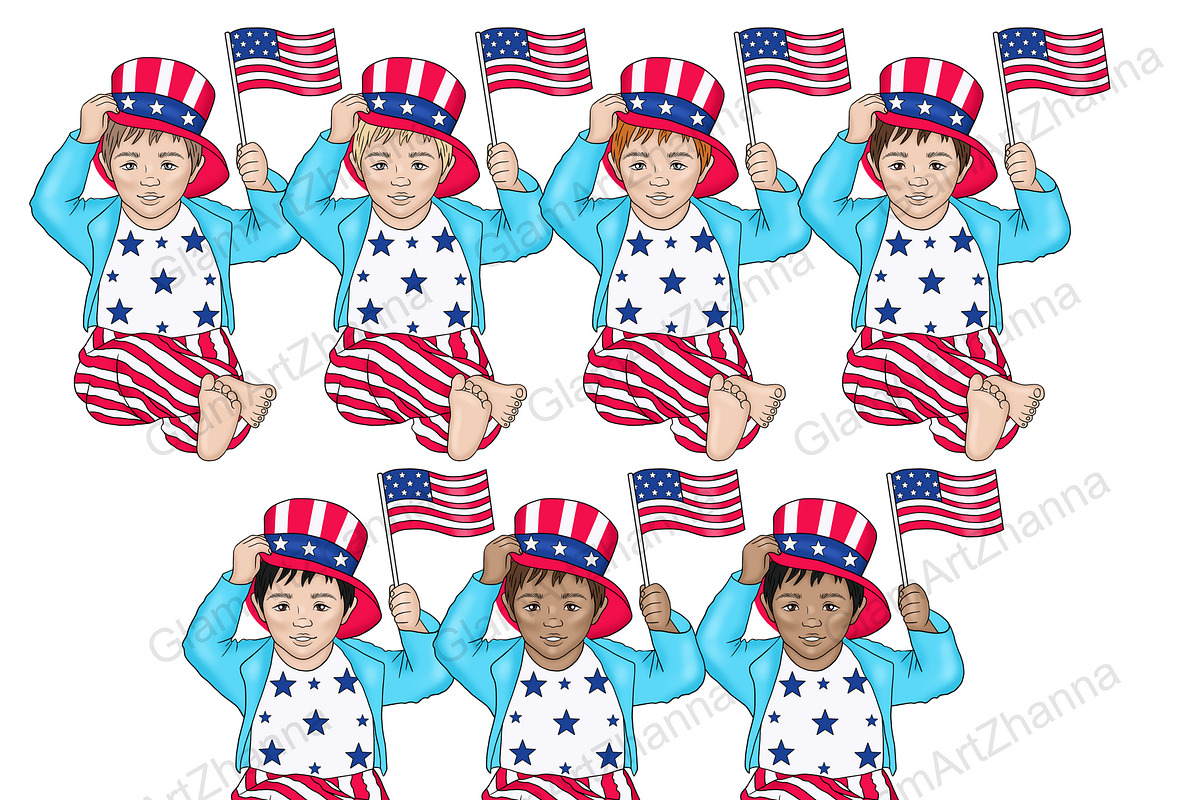 4th of July Girls Clipart, a Seasonal Illustration by GlamArtZhanna (Photo 5 of 5)